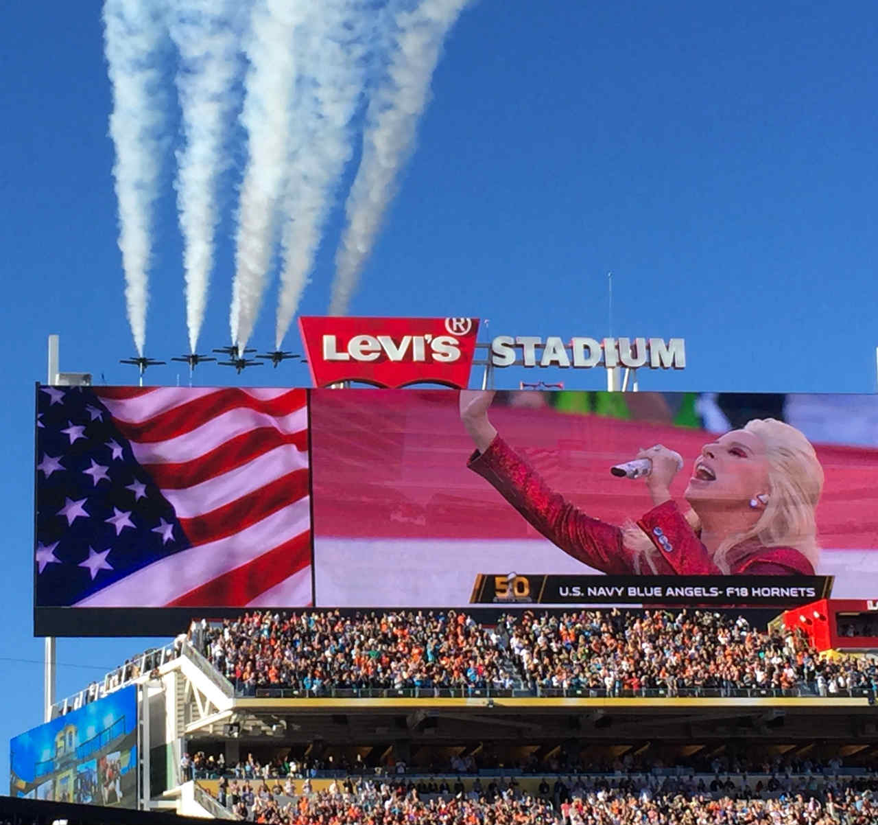 photo credit: Lady Gaga sings the National Anthem at Super Bowl 50 via photopin (license)